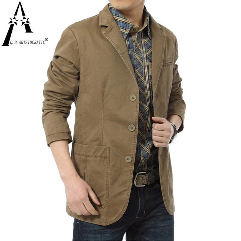 Brand High Quality Autumn Winter Outwear Men Casual Blazer Men\'s Cotton Suits Lapel Jackets Male Blazer Militar Masculino Coat