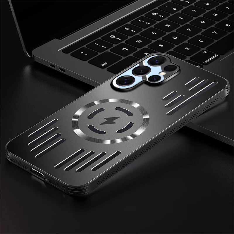 Harte Metall-Wärmeableitungs-Magnetische Kabellose Ladehülle für Samsung Galaxy S26 S25 Plus S26 Ultra Coole Schutz-Rückabdeckung