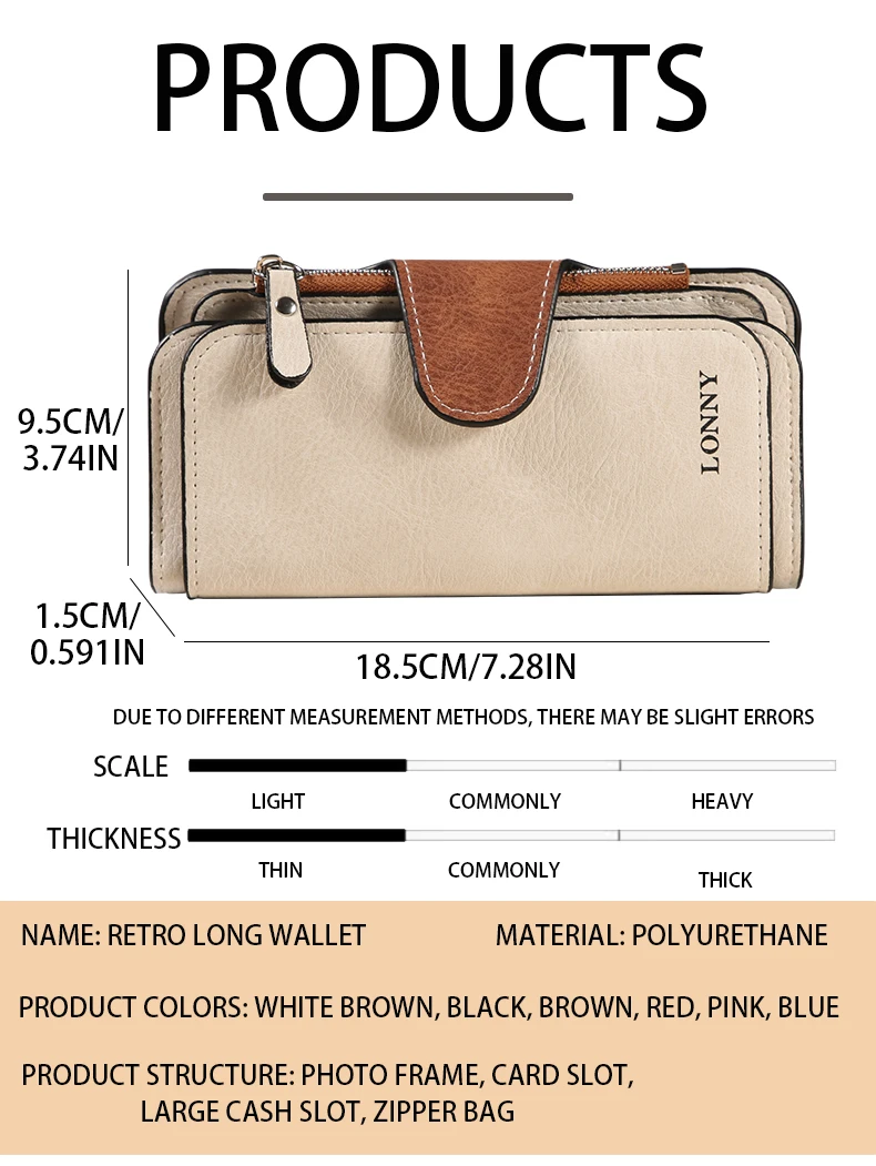 Damen-Geldbörse, dreifach gefaltet, lang, aus Wildlederimitat (PU), mit Druckknopfverschluss und Reißverschluss, viele Kartenfächer, großes Fassungsvermögen, Damen-Clutch-Geldbörse. – Detail 9
