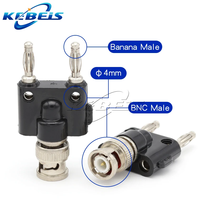 1Pcs BNC to Banana Adapter BNC To Two Dual 4mm Banana Male plug & Female jack RF Coaxial Connector 3Way Splitter Test converter