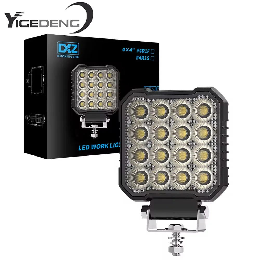 

YIGEDENG 4Inch 64 LED Square Floodlight 9-32V 24W Car Work Light For Jeep Truck Boat Tractor ATV Offroad 4X4 Barra LED Headlight