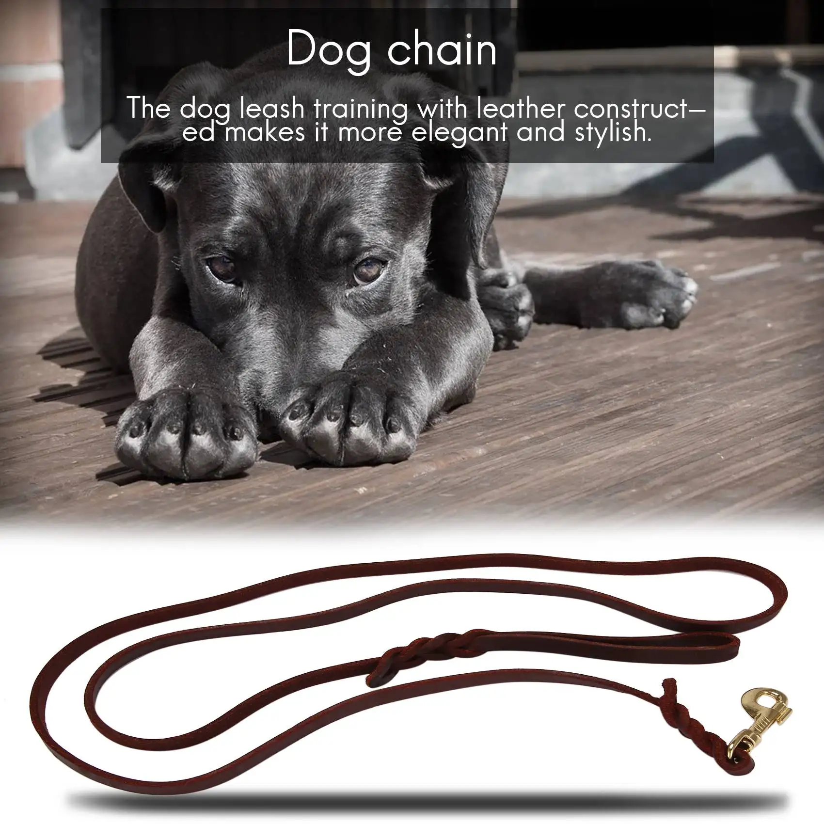 

2M Long Leather Braided Pet Dog Walk Traction Collar Strap Training Leash Lead CNIM Hot