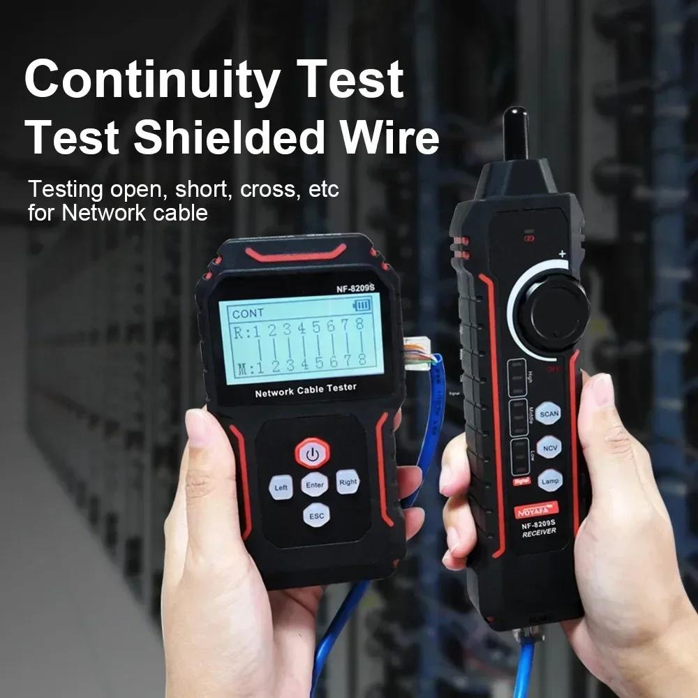 Imagem -02 - Noyafa Nf8209s Testador de Cabo de Rede Rastreador de Cabo Cat5 Cat6 Poe Testador Detectar Comprimento Teste de Continuidade com Ncv & Lâmpada