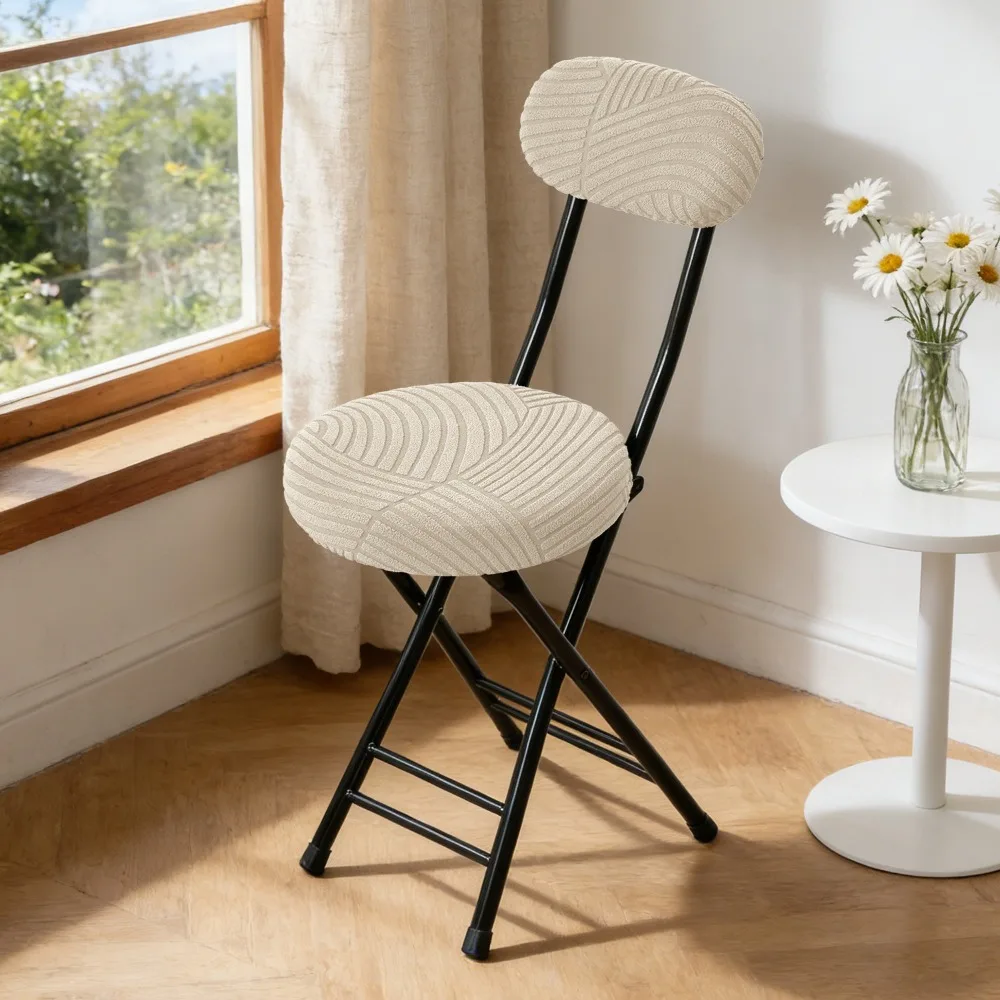 2pcs/set Jacquard Folding Round Stool Covers Durable Elastic Backrest Chair Cover Dustproof Bar Chair Seat Protector