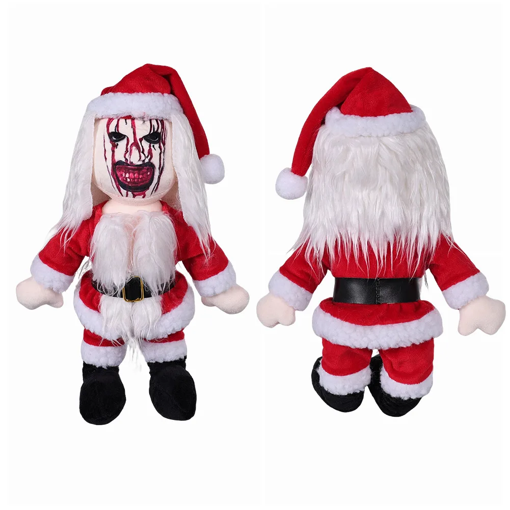 Art Clown Plush Cosplay Bloodstained Christmas Plushine 2024 Movie Terrering Disguise Soft Mascot Halloween Roleplay Scary Decor