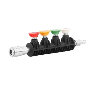 Stainless Steel Pressure Washer Nozzle Featuring Quick Connect 1/4 Inch Interface Self Locking Seal and Adjustable Spray Range