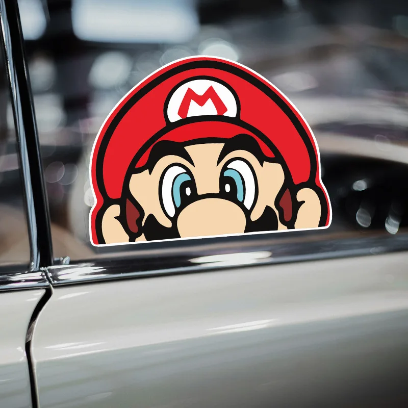 

Super Mario Bros Car Stickers Personalized Creative Game Cartoon PET Waterproof Window Glass Decorative Reflective Cover Sticker