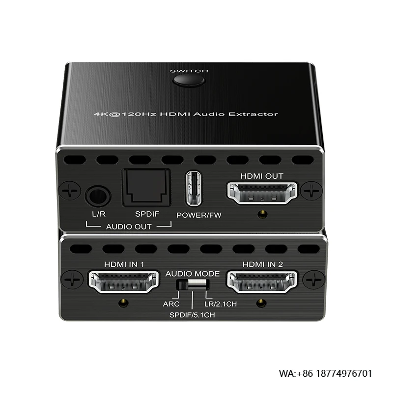 

4K @ 120 Гц 4:4 8-битный аудиоэкстрактор HDMI2.1 2X1 с оптическим аудиовыходом VRR ALLM D-olby Vision D-olby Atmos SPDIF