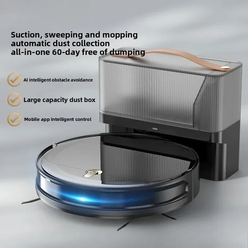 Sweeping and towing integrated sweeping robot, household intelligent automatic dust collection three-in-one robot