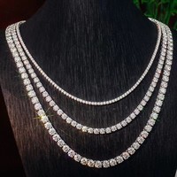 European and American hip hop 5mm round men's hip hop tennis necklace advanced niche jewelry men's and women's alloy hip hop sty