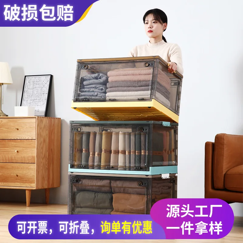 

Books Folding Storage Box Oversized Clothing Clothes Storage Box Plastic Toy Wardrobe Transparent Storage Box Wholesale