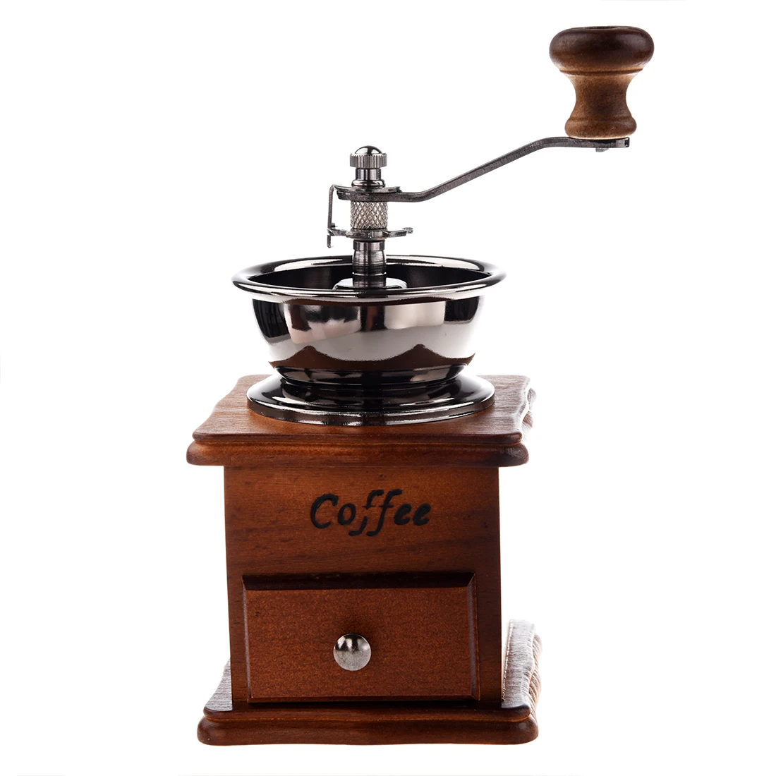 Manual coffee grinder Wood / metal hand mill Spice mill (wood color)