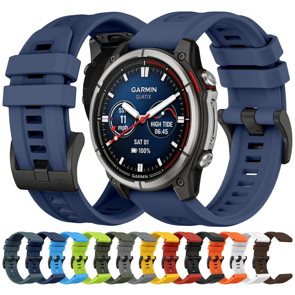 Watch Band 22mm/26mm For Garmin Quatix 8 47mm 51mm/Tactix/Instinct/Enduro/Mk2 Mk2i/Fenix8 Pro 7 7X Solar Silicone Strap Bracelet