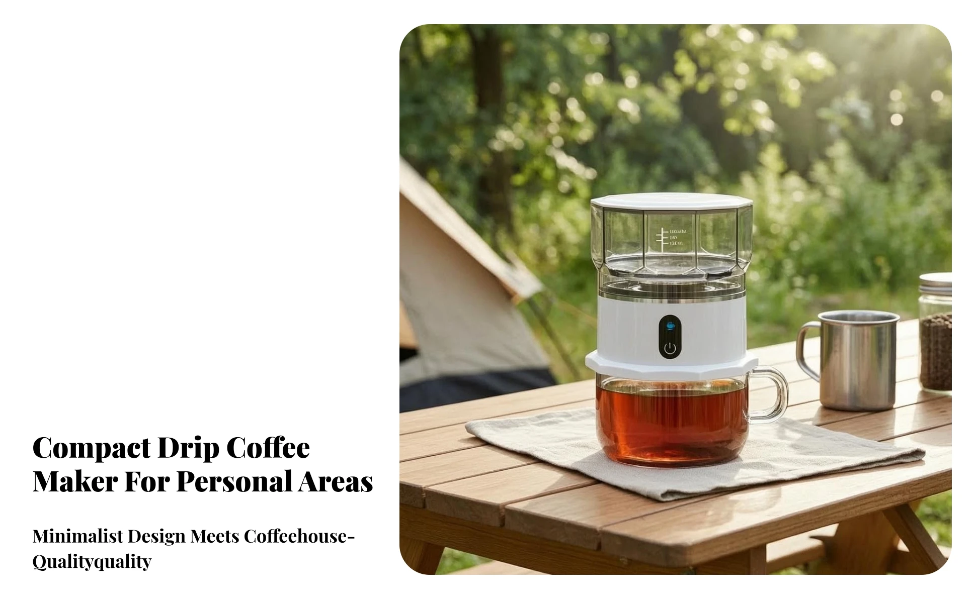 Mini Coffee Maker with Cup Portable Pour-over Coffee Brewer Appliance Small-Space Removable for Travelers, Travel, Office