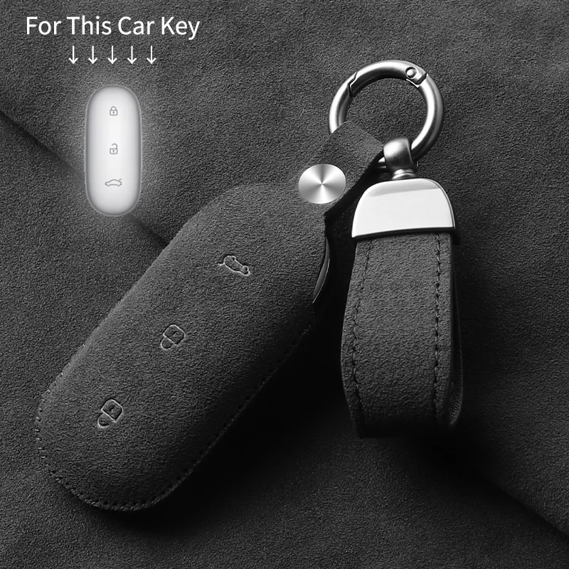 Alcantara Suede Car Key Case Cover For Li Auto L7 L8 L9 MAX LEADING IDEAL Li Auto 2023 2024