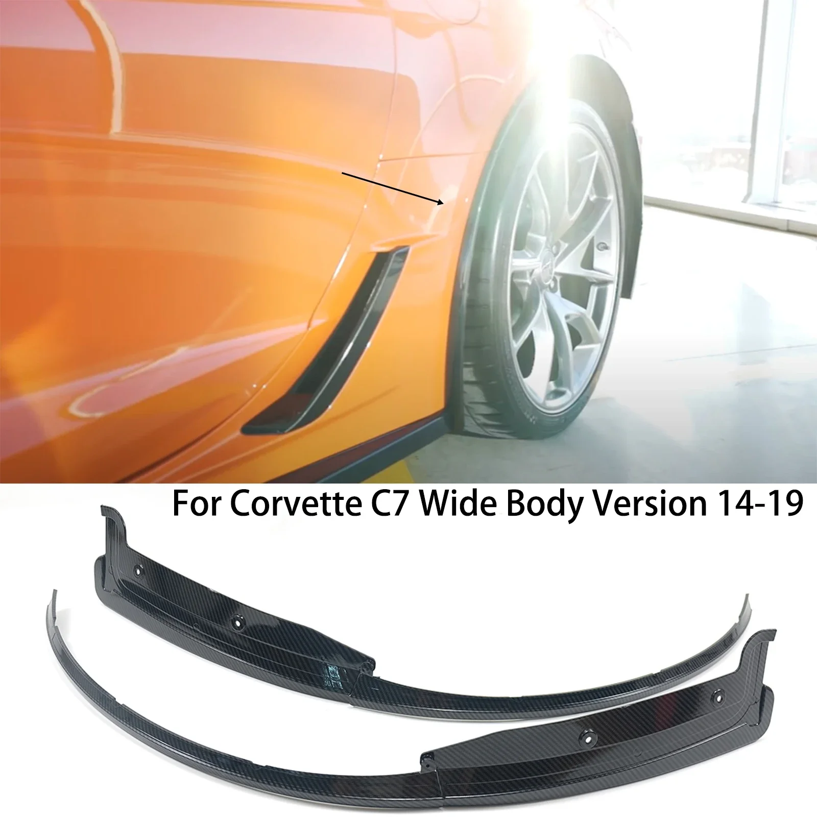 A pair(Left And Right) rear wheel Eyebrows Trim Fender Flares For Chevrolet Corvette C7 Wide Body Version 2014-2019 Carbon Fiber