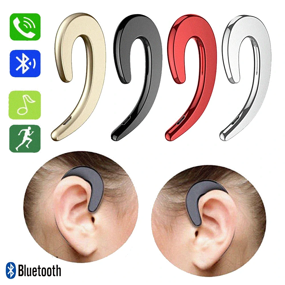 Y12 1Pc Wireless Bluetooth Bone Conduction Earhook with Mic Car Driver Earphone Noise Cancelling Headphones