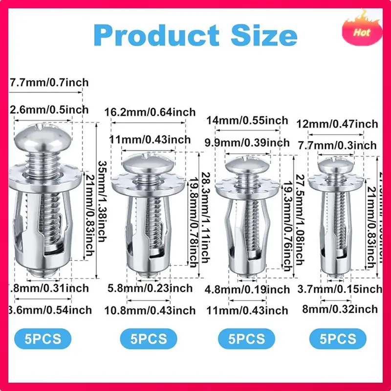 40 Stuks M 4 M5 M6 M8 Jack Noten, Koolstofstaal Expansie Schroef Moer Bevestigingsmiddelen Voor Het Beveiligen Van Plaat Frame container Tag