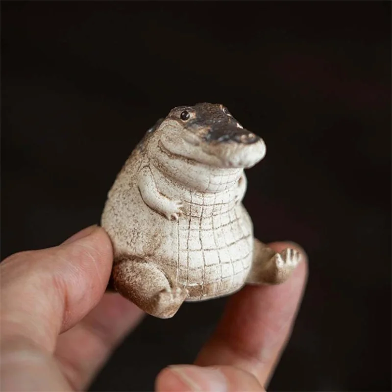 Figurine de thé en crocodile faite à la main, beau et délicat, artisanat fin, argile violette décorative, fournitures d\'esprit ères