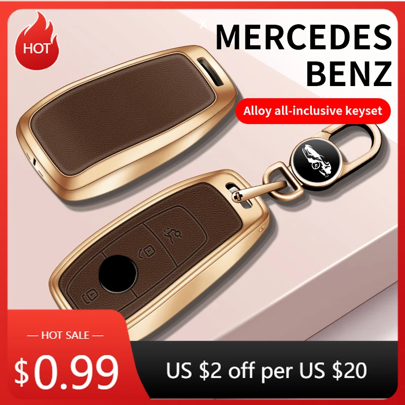 

Колпаки ступиц подходят для Mercedes-Benz A-class B-class C-class E-class GLC, чехол для автомобильных ключей E300 C200, высококачественная кожа из сплава, защитная