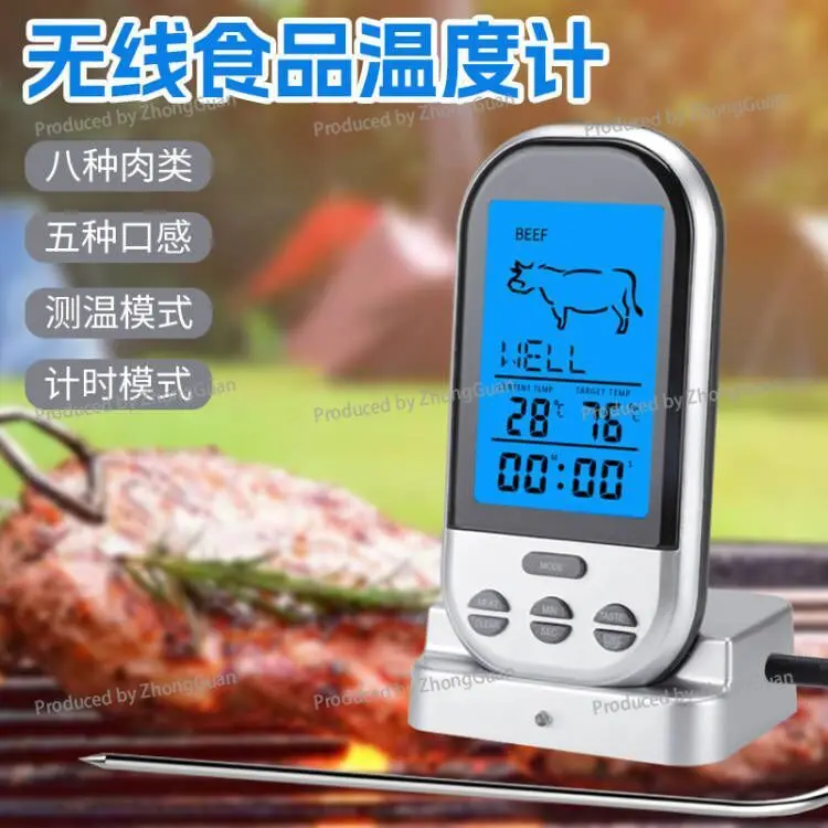 Wireless Bbq Timer Thermometer Kitchen Oven Food Thermometer Multifunctional Digital Display Bbq Electronic Thermometer