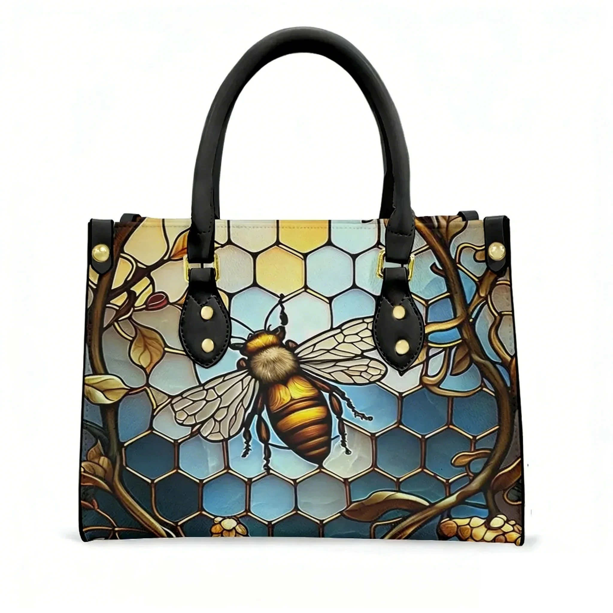 

Милая маленькая сумка-тоут с принтом пчелы, женская и мужская сумка-кошелек с персонализированным текстом и изображением, из искусственной кожи, для бизнеса, шопинга, подарков