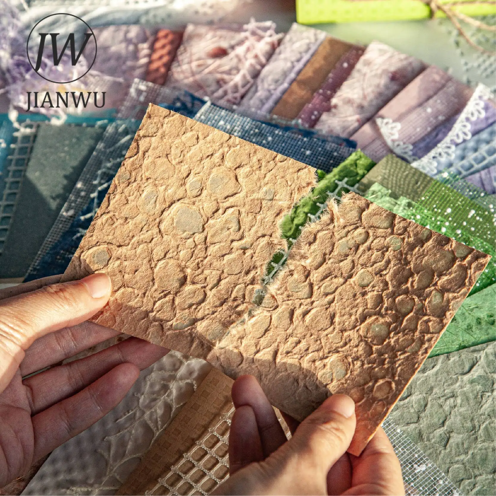 JIANWU 16 Sheets Cloud Yarn Series Vintage Hollow Mixed Material Decor Material Paper Creative DIY Journal Collage Stationery
