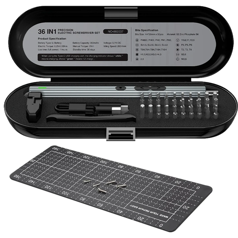 Chave de fenda elétrica pequena, mini kit de chave de fenda elétrica 36 em 1, para pc rc laptop telefone computador eletrônica