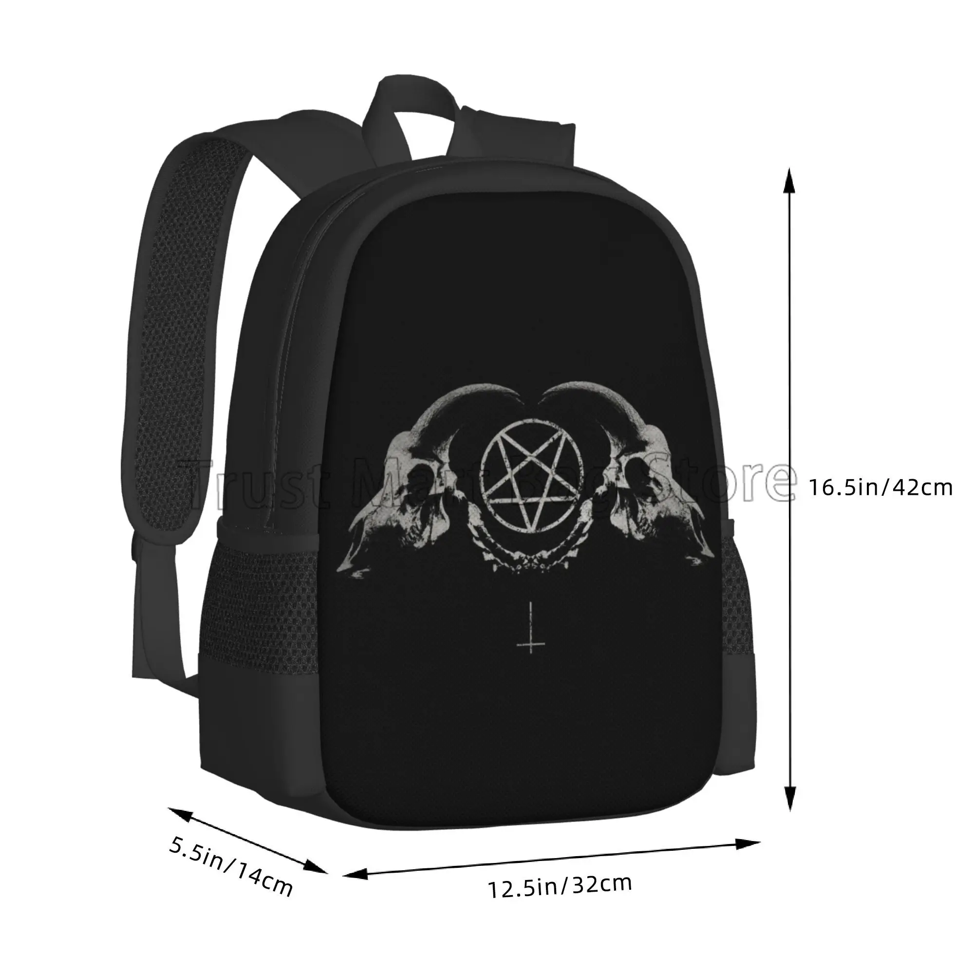 Pentagram Satantic Occult Church of Satan Goat Goth Backpack Casual Daypack Lightweight Travel Bag Middle College School Bookbag