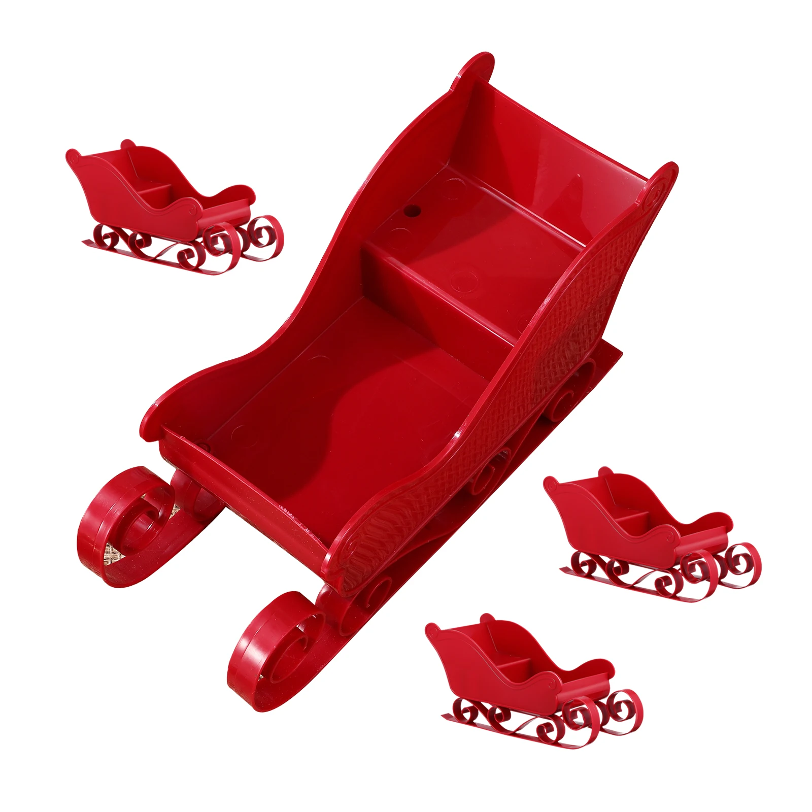 

4 Pcs Christmas Theme Decoration Christmsa Miniature Sled Tabletop Sleighs Tree Hanging Holiday