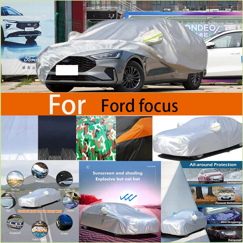 

Windproof Car Cover with Reflective Strip Auto Anti-UV Sun Rain Snow Dust Paint Protect Cover for Toyota Focus