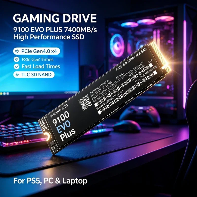 7400MB/s Internal M.2 NVMe SSD 9100 EVO Plus PCIe Gen4.0 X4 TLC 3D NAND 500GB 1TB 2TB 4TB 2280 Gaming Drive For PS5 PC Laptop