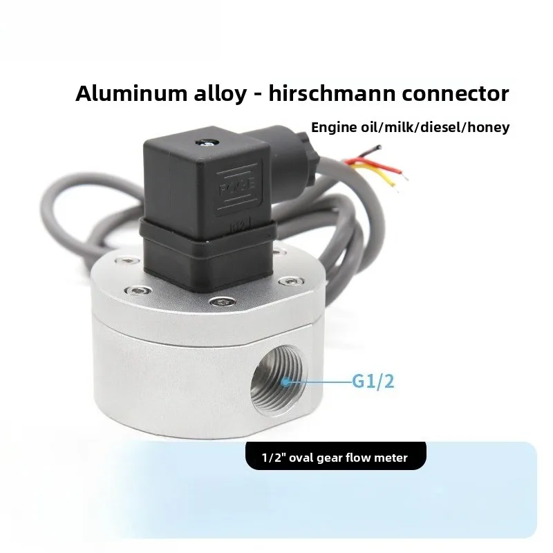 G1/2 Oval Gear Flow Meter, Aluminum Alloy Hall Flow Sensor For Fuel Oil Liquid Measuring DN15 4 Points