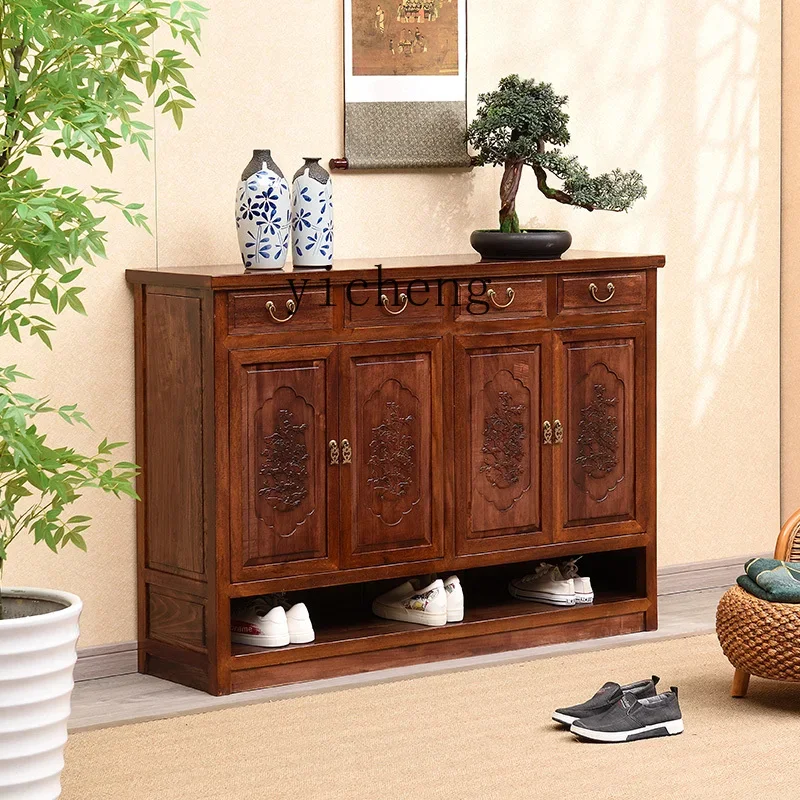 New Chinese Style Solid Wood Shoe Cabinet Entrance Home Doorway Storage Antique Storage Cabinet home decor