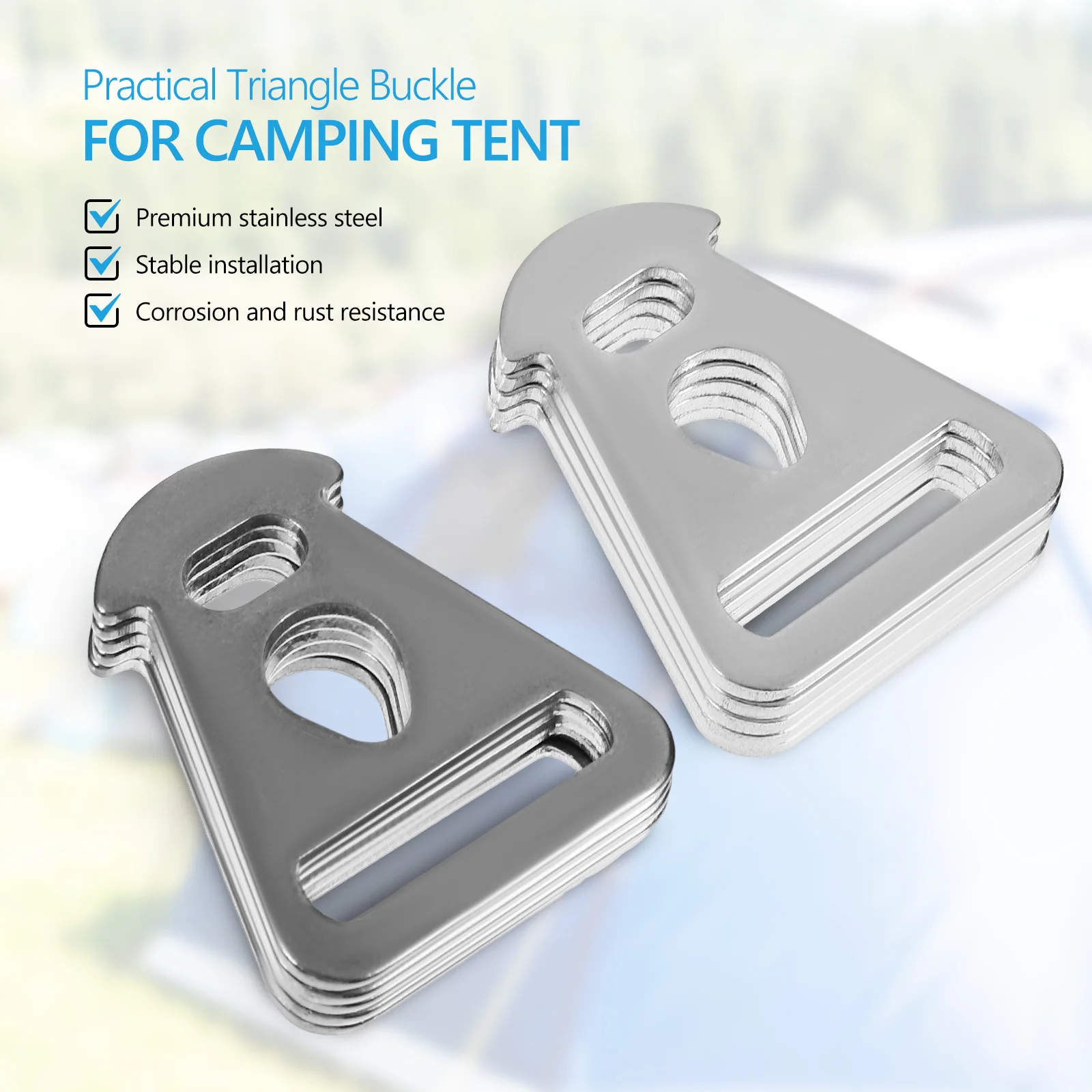 

10 Pcs Tent Rope Tensioners Hooks Camping Wind Buckle Triangle Ring Fastener Triangular