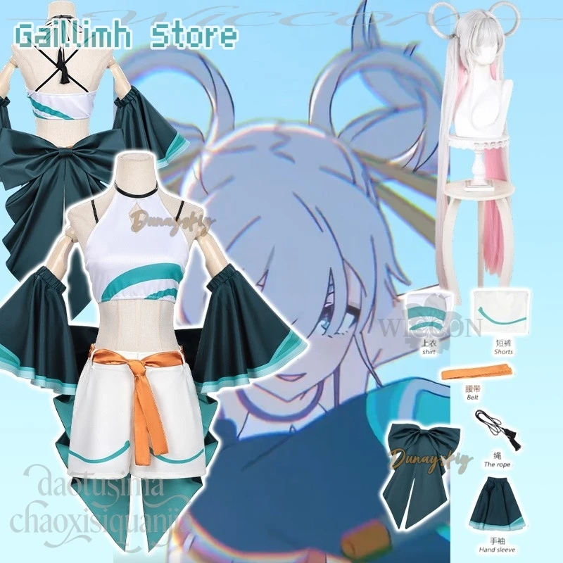 

Принцесса Кагуя Косплей Цукими Ячиё Новое аниме 코스프레 Белый жилет без рукавов Шорты Удлиненные парики Рождество Хэллоуин Вечеринка