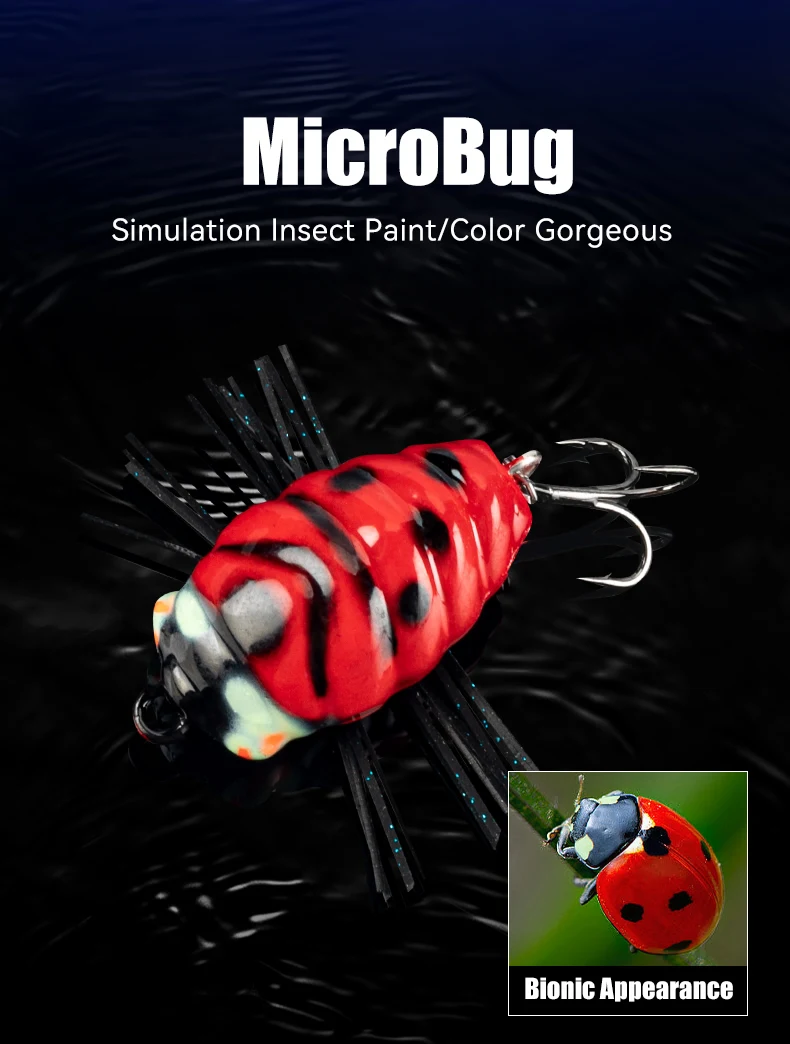 LEYDUN MicroBug Insekten-Angelköder, 20 mm, 1,4 g, 30 mm, 3,5 g, hochdichter Polyurethanschaum, schwimmende Topwater-Insektenköder-Wobbler – Detail 1