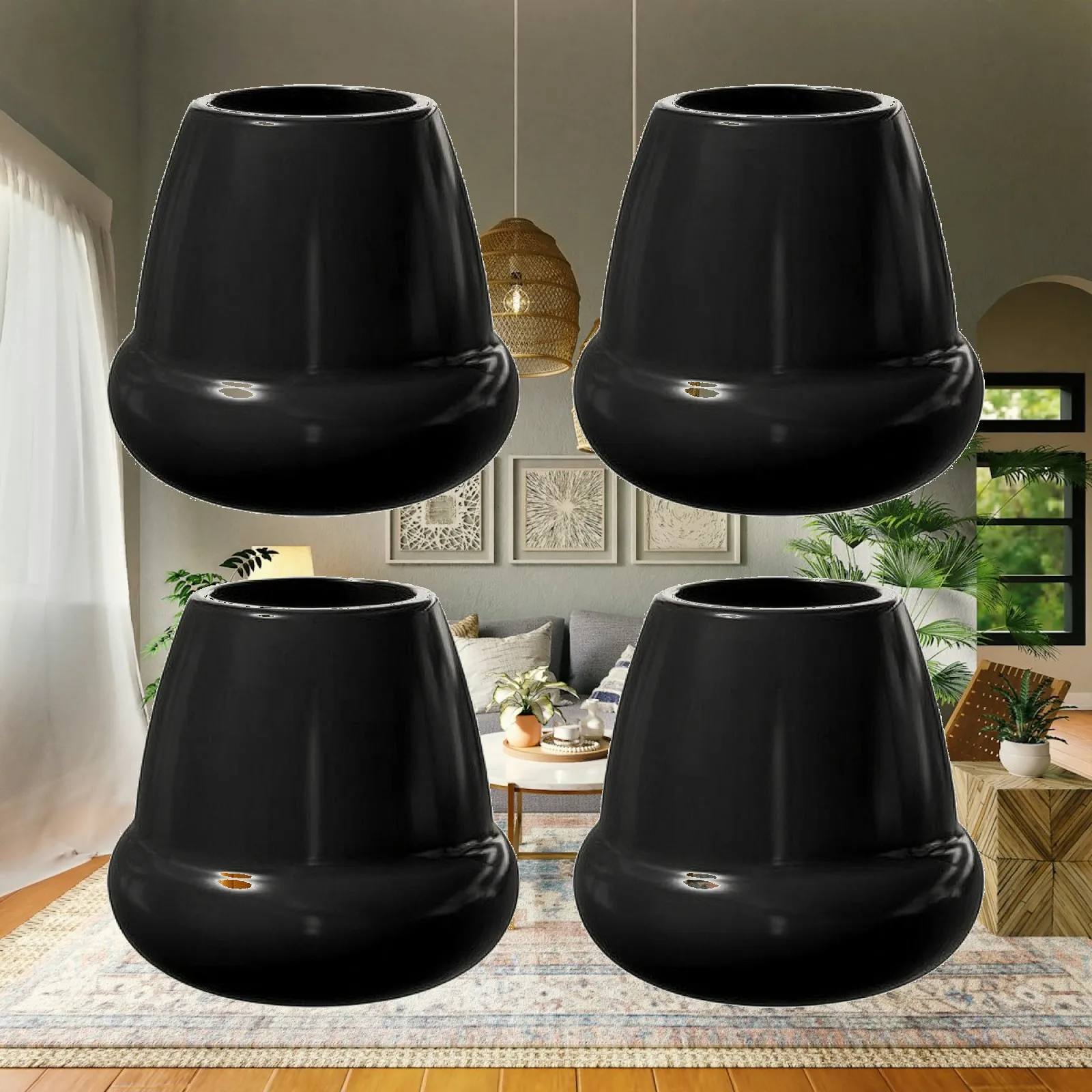 4 Pieces Round TPE Chair Leg Cap Washable Chair Leg Cap with Metal Cover Cylindrical Rod End Caps Long-Lasting Sturdy