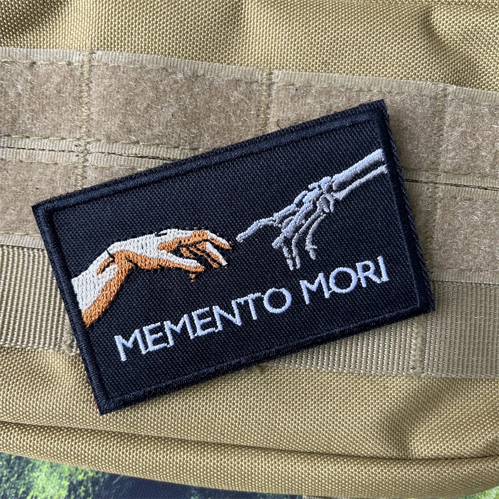 MEMENTO MORI Morale Badge Patch Skull Printed Patches Tactical Backpack Hook and Loop Stickers