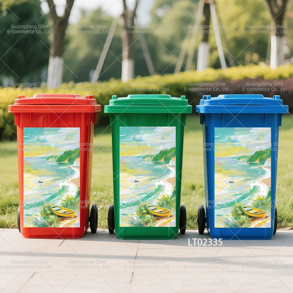 

【Peel & Stick 3D Stickers】Self-Adhesive PVC Decals - Fruit & Floral Designs for Trash Bin Decor sticker poubelle exterieure