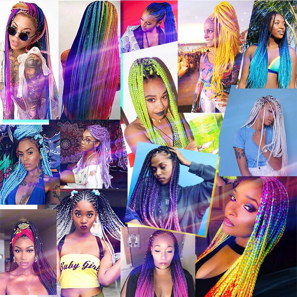 24 بوصة الاصطناعية تجديل الشعر الطويل قبل امتدت الملونة أومبير براون شقراء الكروشيه جامبو الضفائر وصلات شعر للنساء