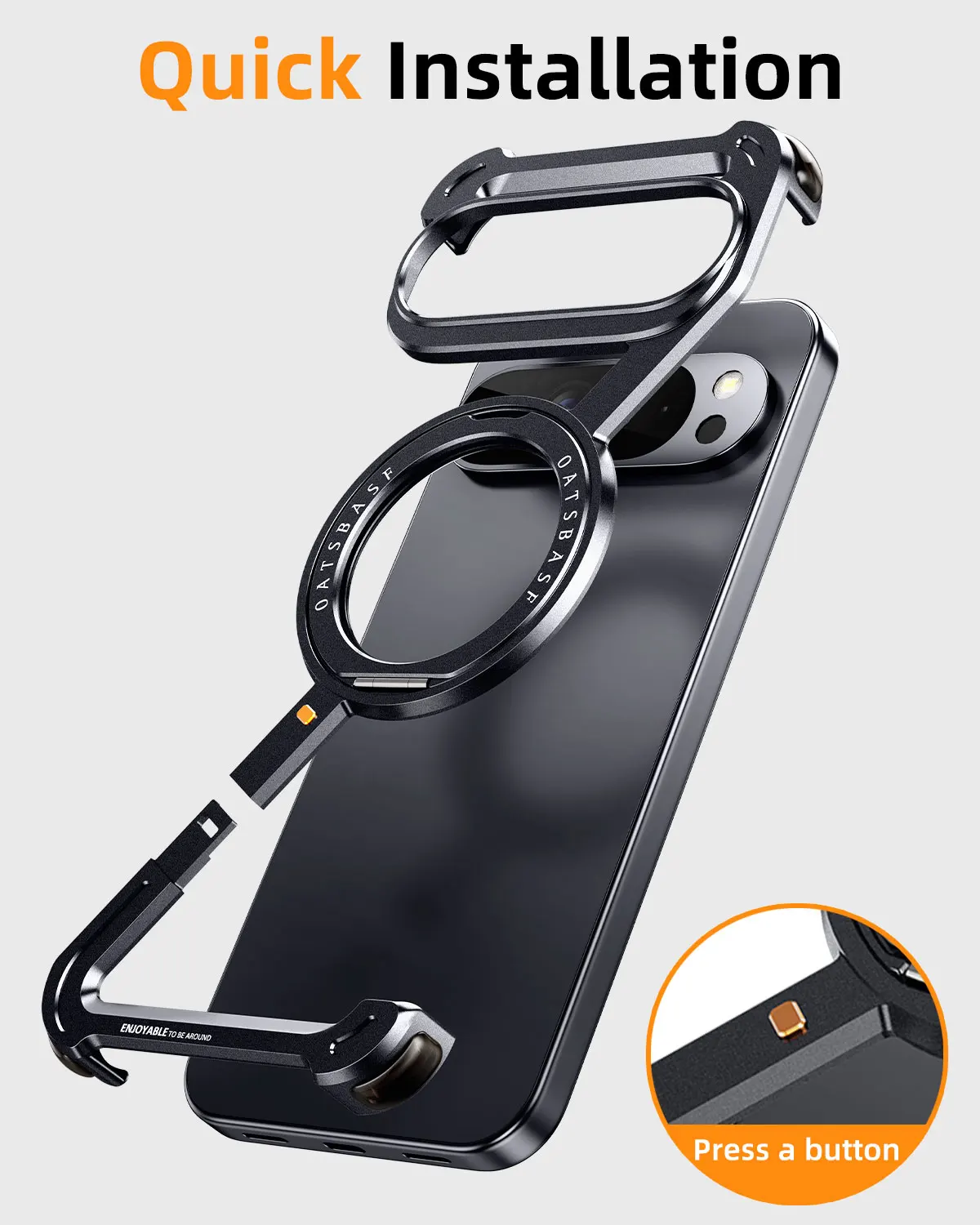 

Металлический безрамный чехол для телефона Oatsbasf для Google Pixel 10 Pro/10 Pro XL с подставкой 360° ° Вращающаяся магнитная крышка для беспроводной зарядки