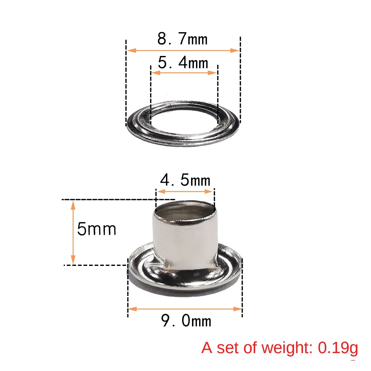 Round edge iron eyelet button 1.5-40mm shoelace button clothing decorative button fixing eyelet rivet