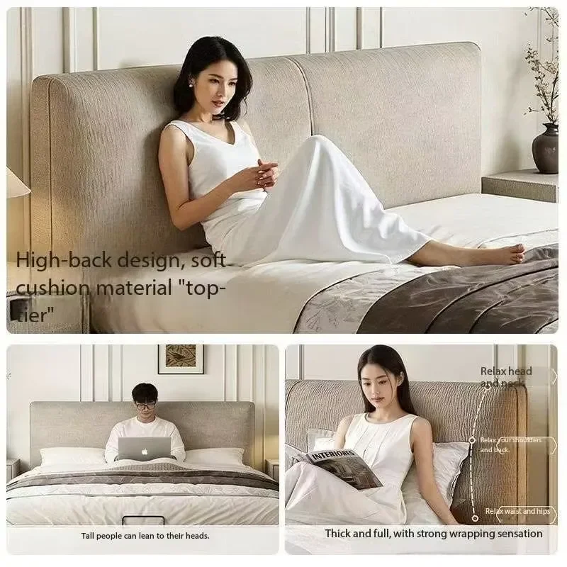 for Modern Minimalist Linen Fabric Storage Bed with Hydraulic Lift Platform and Drawers Queen Double Size Bedroom Furniture - view 2