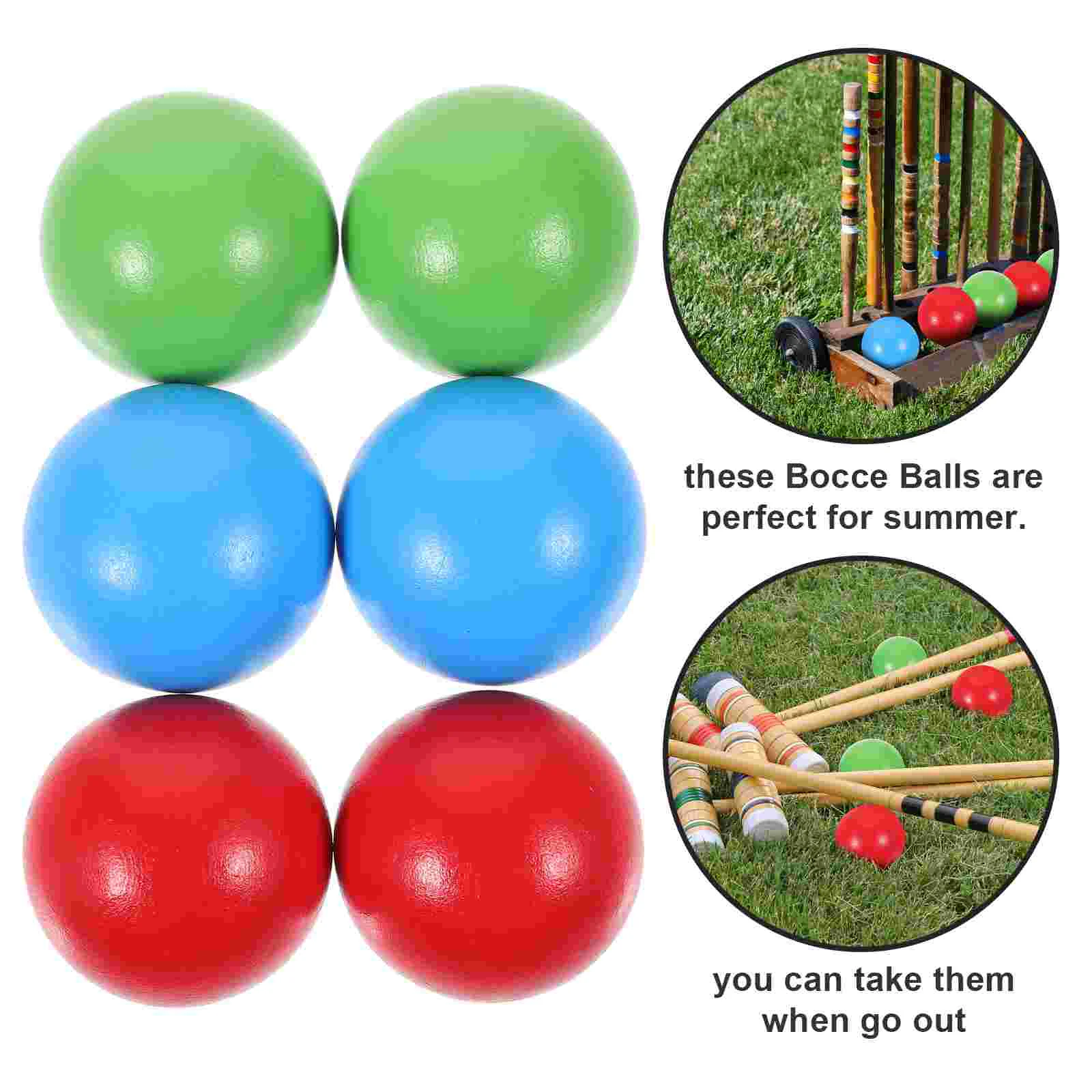 6 Pcs Croquet Toy Garden Bocce Kit Wooden Kindergarten Grass Balls Outdoor Toys