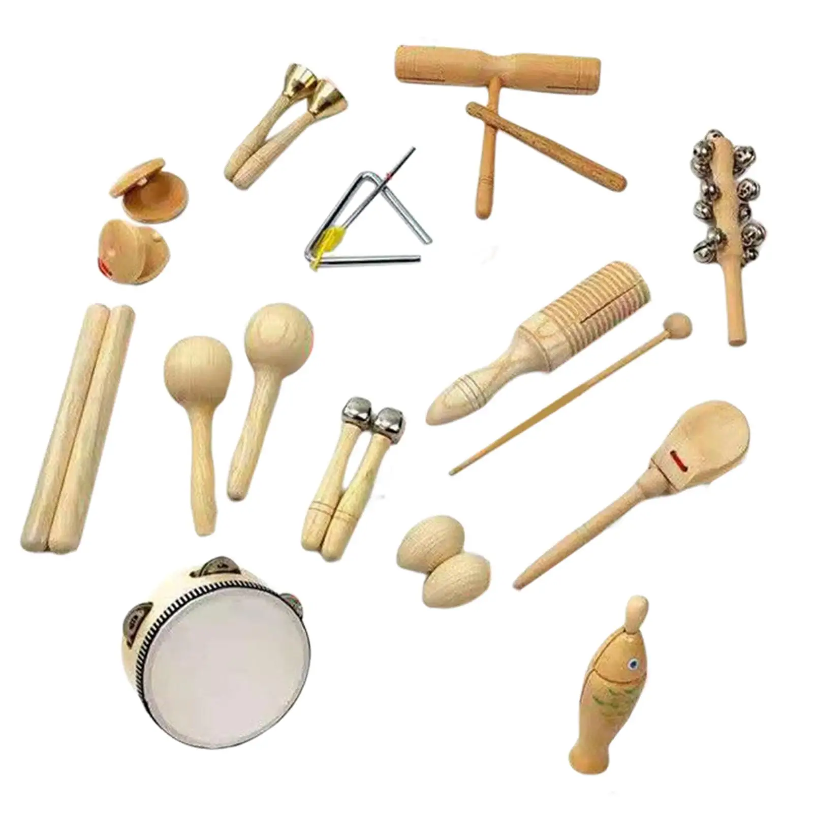 13xToddlers Percussion Instrument Musical Toys Preschool Wooden Rattle