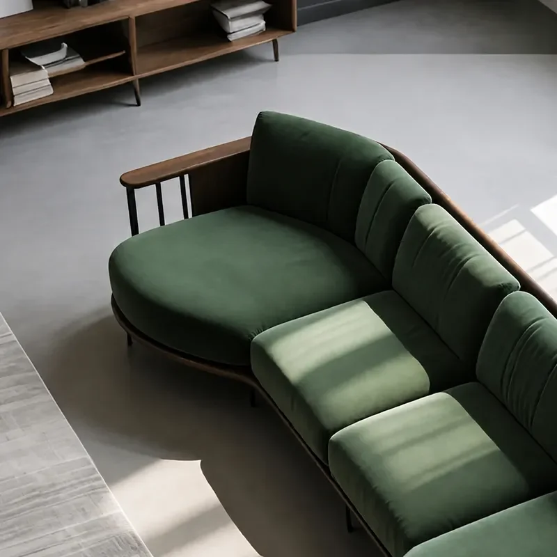 New Chinese Style Black Walnut Sofa Modern Zen Solid Wood Furniture for Hotel Villa Living Room Straight Row Customizable