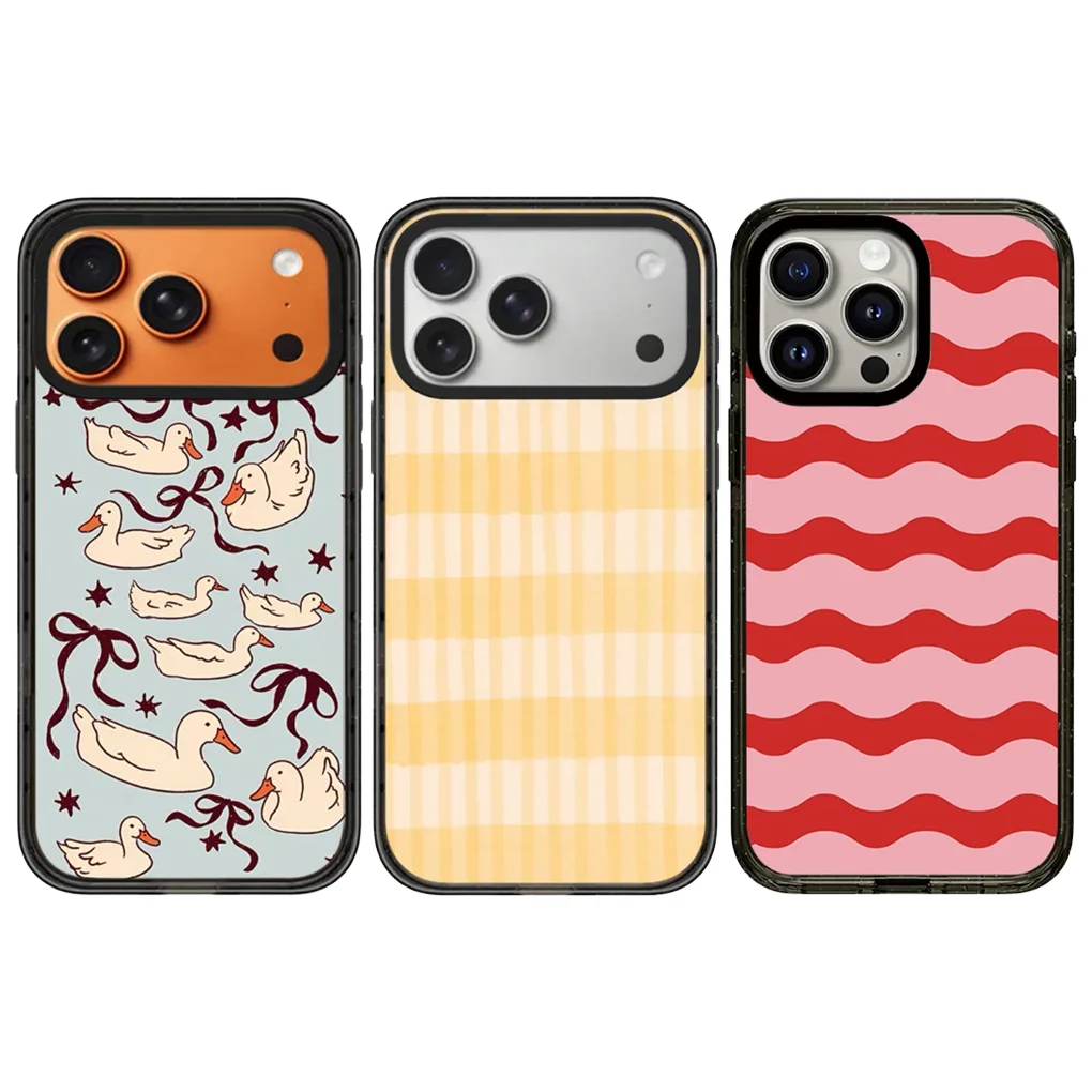 

Red Yellow Stripe Acrylic Black Border Phone Cover for IPhone 12 13 14 15 16 17 Pro Max Case for IPhone 17Air