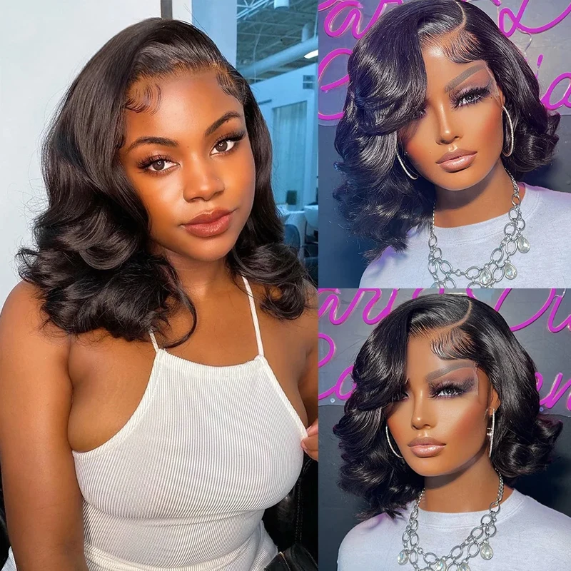 Glueless Short Bob Wig Human Hair 13x5 HD Lace Front Wig Pre Plucked Pre Cut Lace Frontal Wigs for Women No Glue No Gel Quick image 4