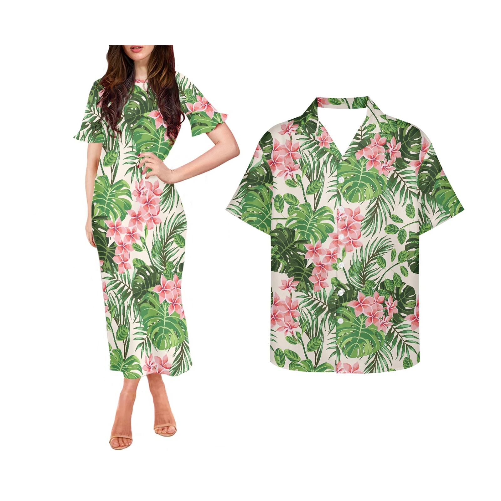 Summer 2022 Female Island Wear Match Men Shirts Maxi Long Dress New Women Sexy Samoa Lokostyle Tribal Tattoos Beach Sling Dress